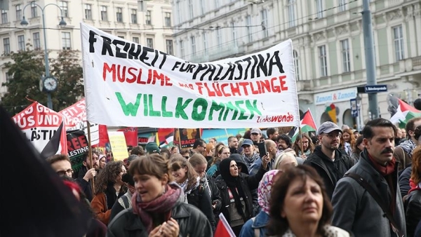 فيينا.. آلاف من أنصار فلسطين يطالبون بمعاقبة إسرائيل