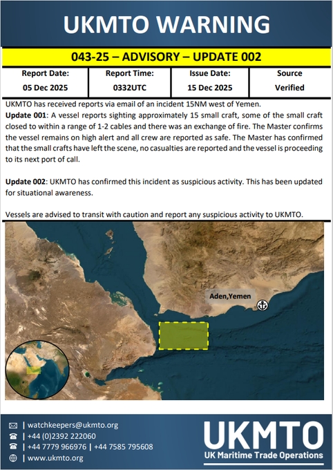 قوارب تطلق نار على سفينة قرب باب المندب وطاقمها يؤكد نجاتها